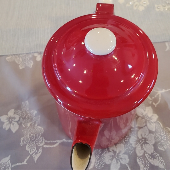 Vintage Emalia Olkusz 1907 Red Enamel Coffee/Tea Pot 1907 - Picture 3 of 11